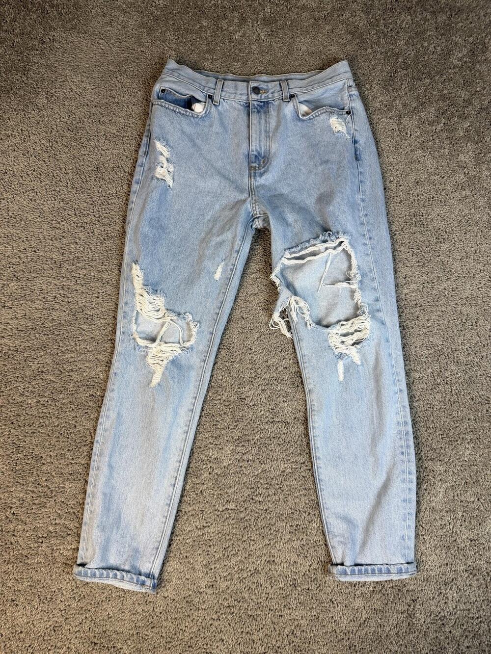 CARMAR Jeans Womens 29 Blue Mom High Rise Relaxed Distressed Cuffed 31 Inseam